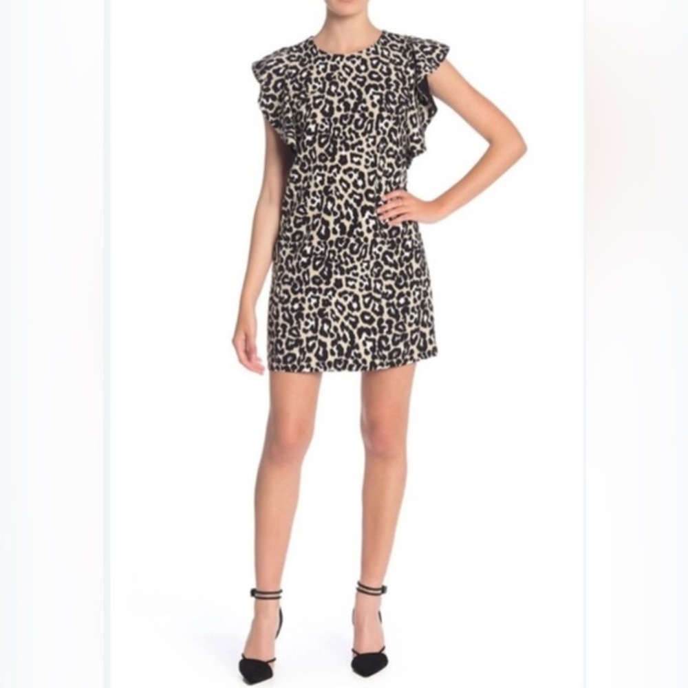 LAUNDRY by SHELLI SEGAL Animal Print Flutter Sleeve Dress